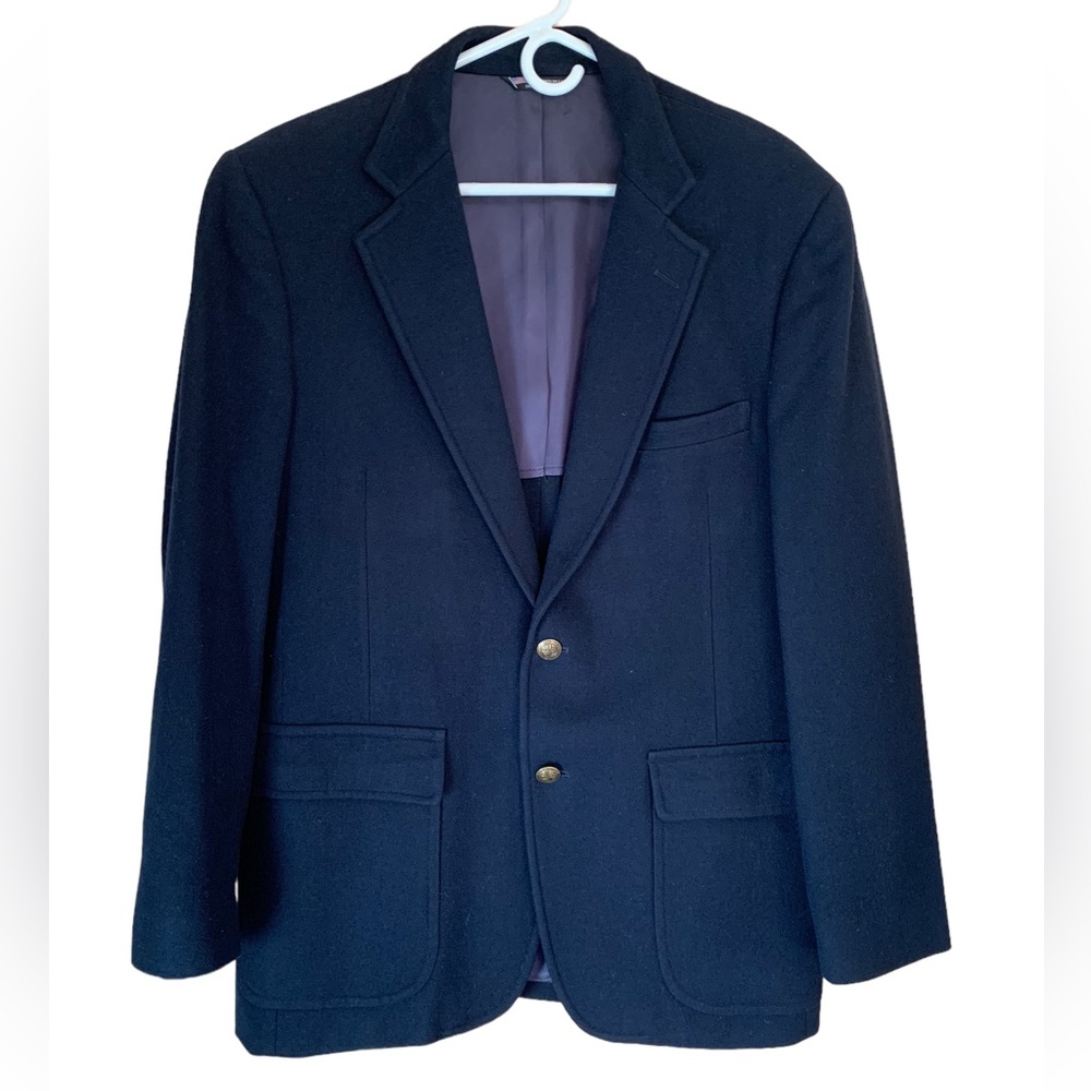 George Barry Navy Blue Classic Wool Blazer Brass Buttons Men’s Size 42R